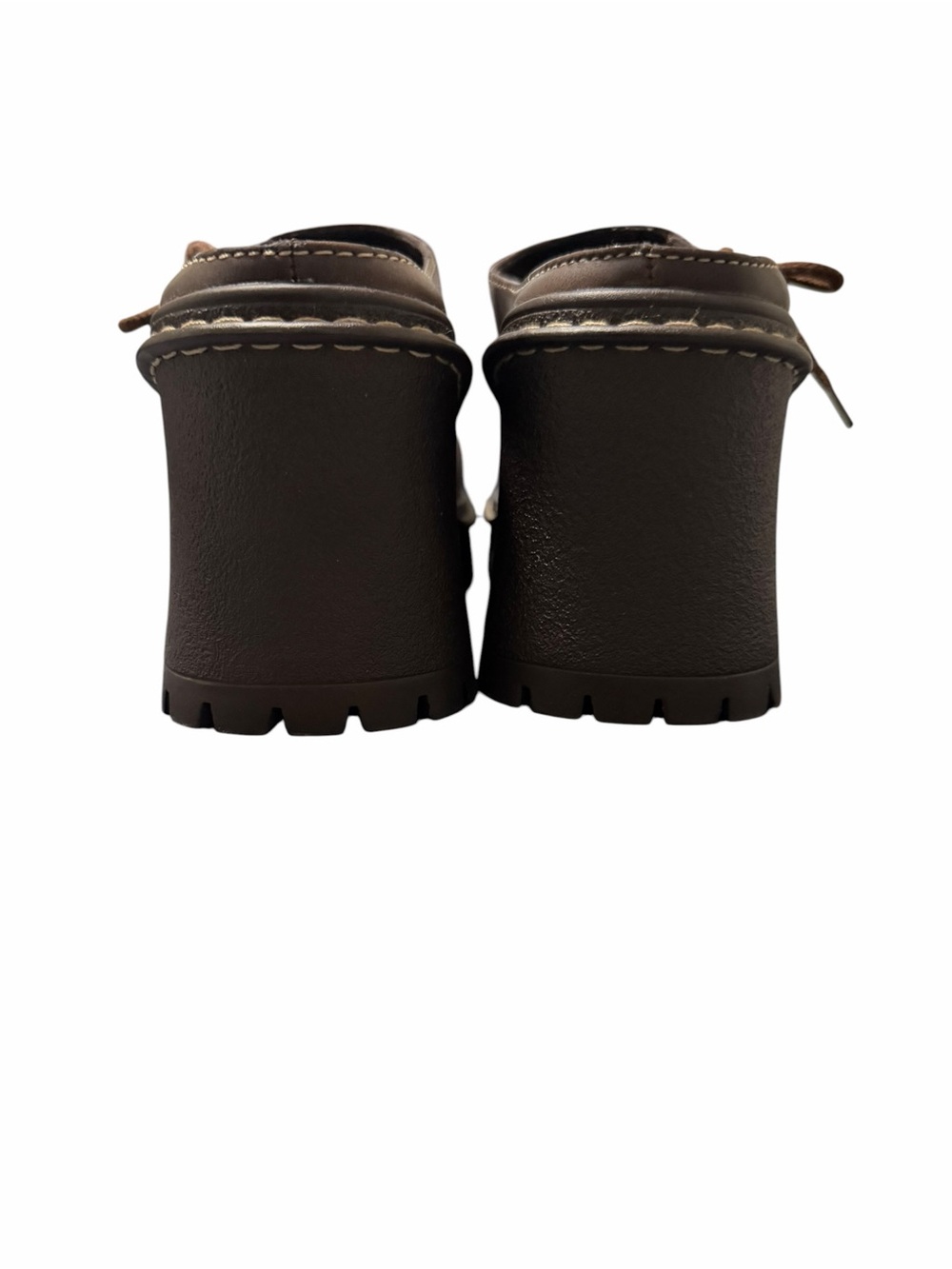 L.e.i Women's Vintage Y2K Brown faux Leather chunky Platform Mules - Picture 4 of 9